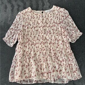 Frame Denim Cream and Red Floral Blouse